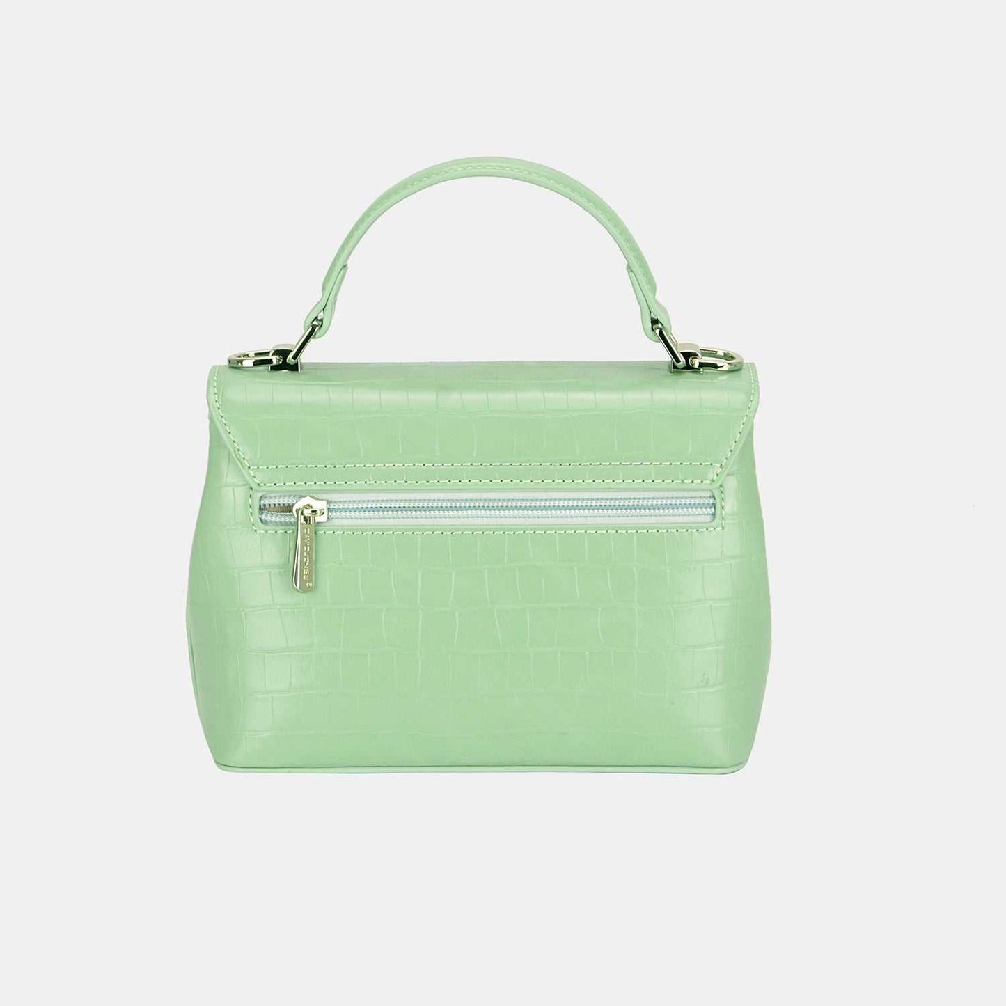 David Jones Texture PU Leather Handbag, small, green, crafted from textured PU leather, sleek and stylish design.