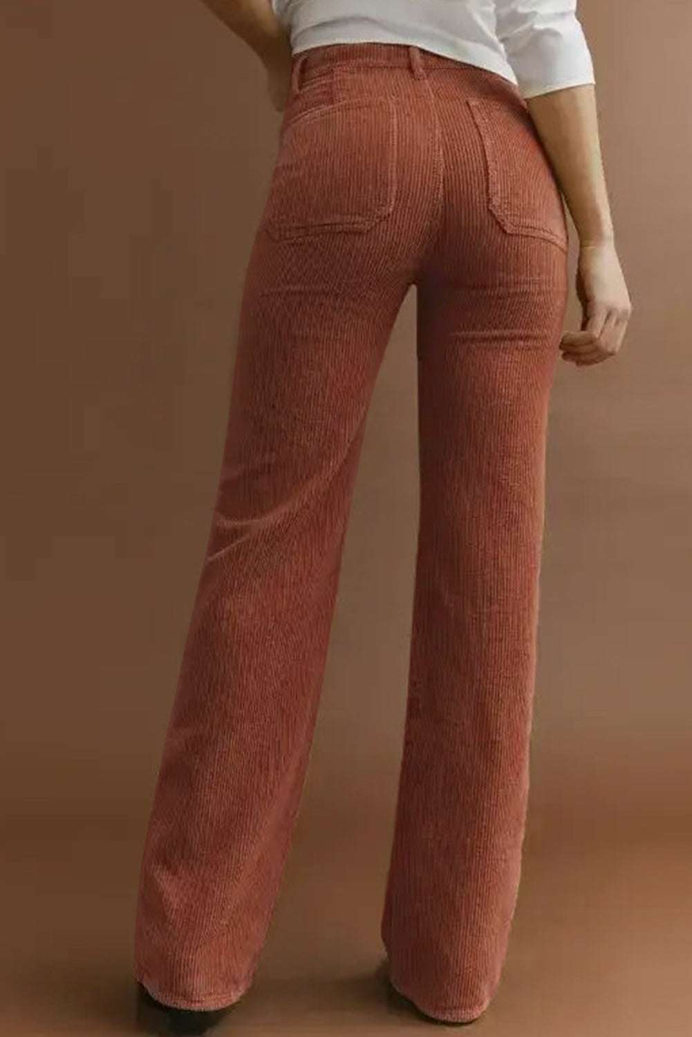 Pocketed High Waist Straight Leg Pants Caramel 