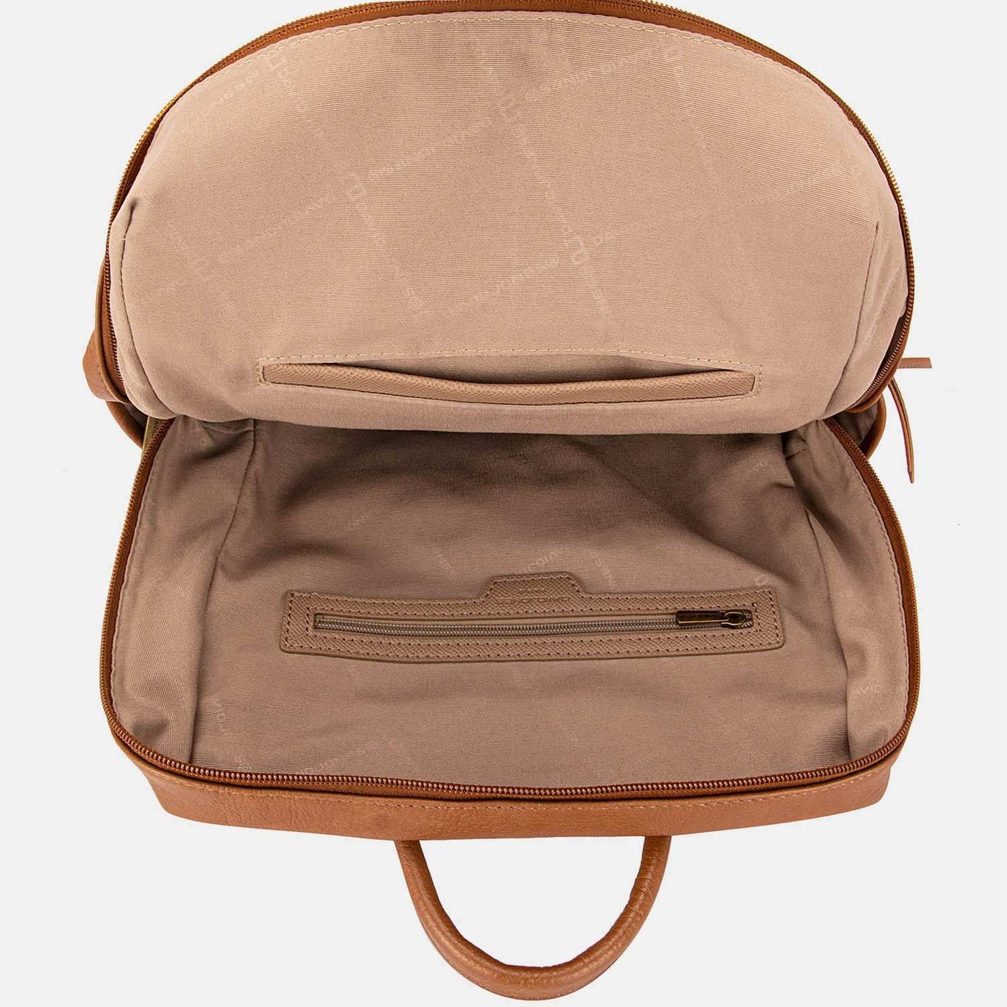 Medium David Jones PU Leather Backpack Bag with adjustable straps and multiple compartments.