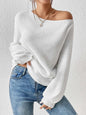 Honey Single Shoulder Long Sleeve Sweater White