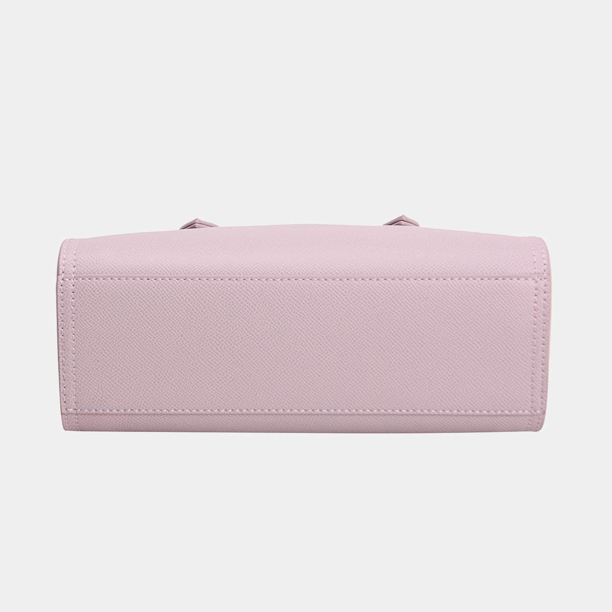 David Jones PU Leather Handbag in pink; bottom view showing durable construction and texture.