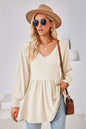 V-Neck Lantern Sleeve Blouse