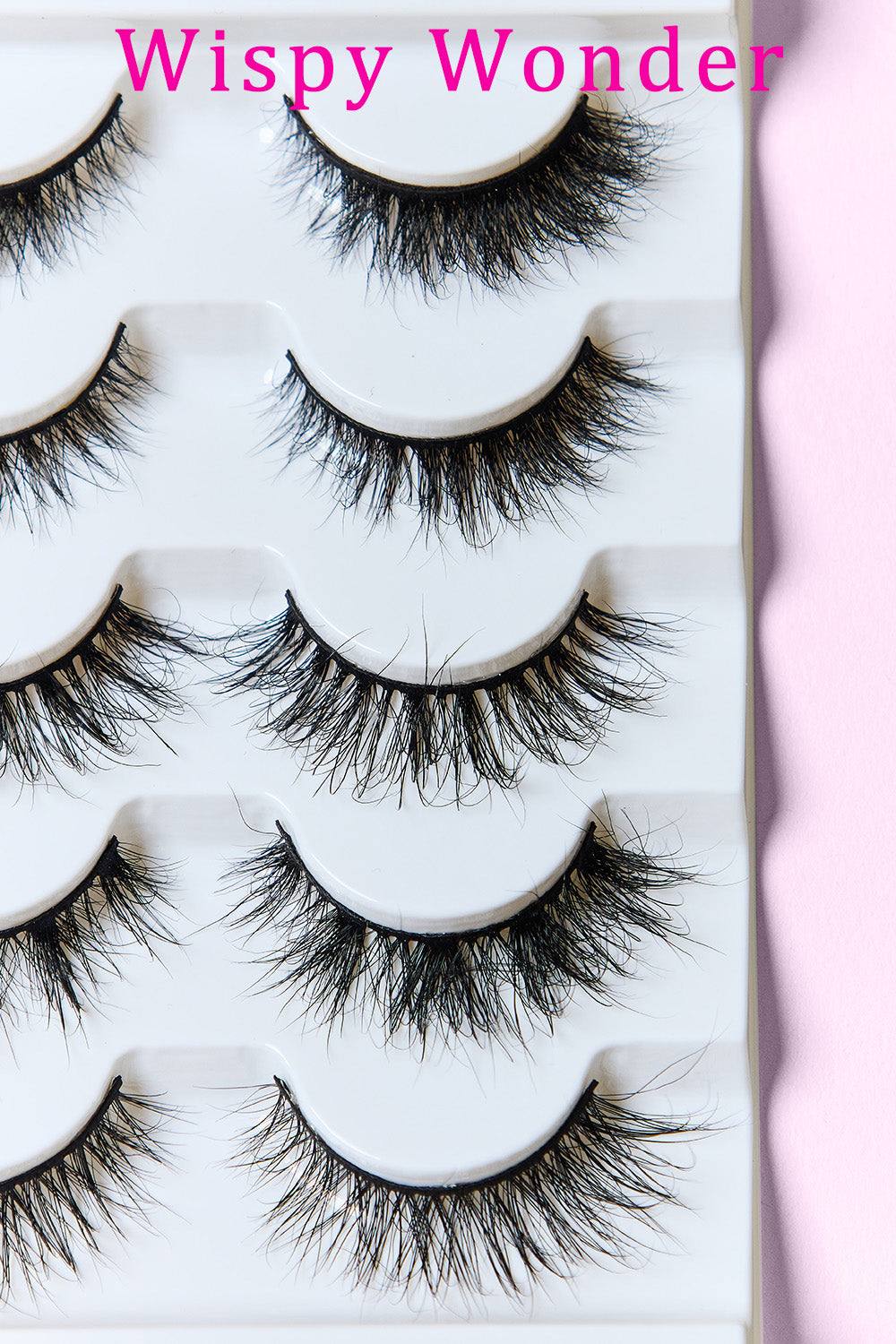 SO PINK BEAUTY Mink Eyelashes Variety Pack 5 Pairs on display with soft, lightweight, and durable lashes.