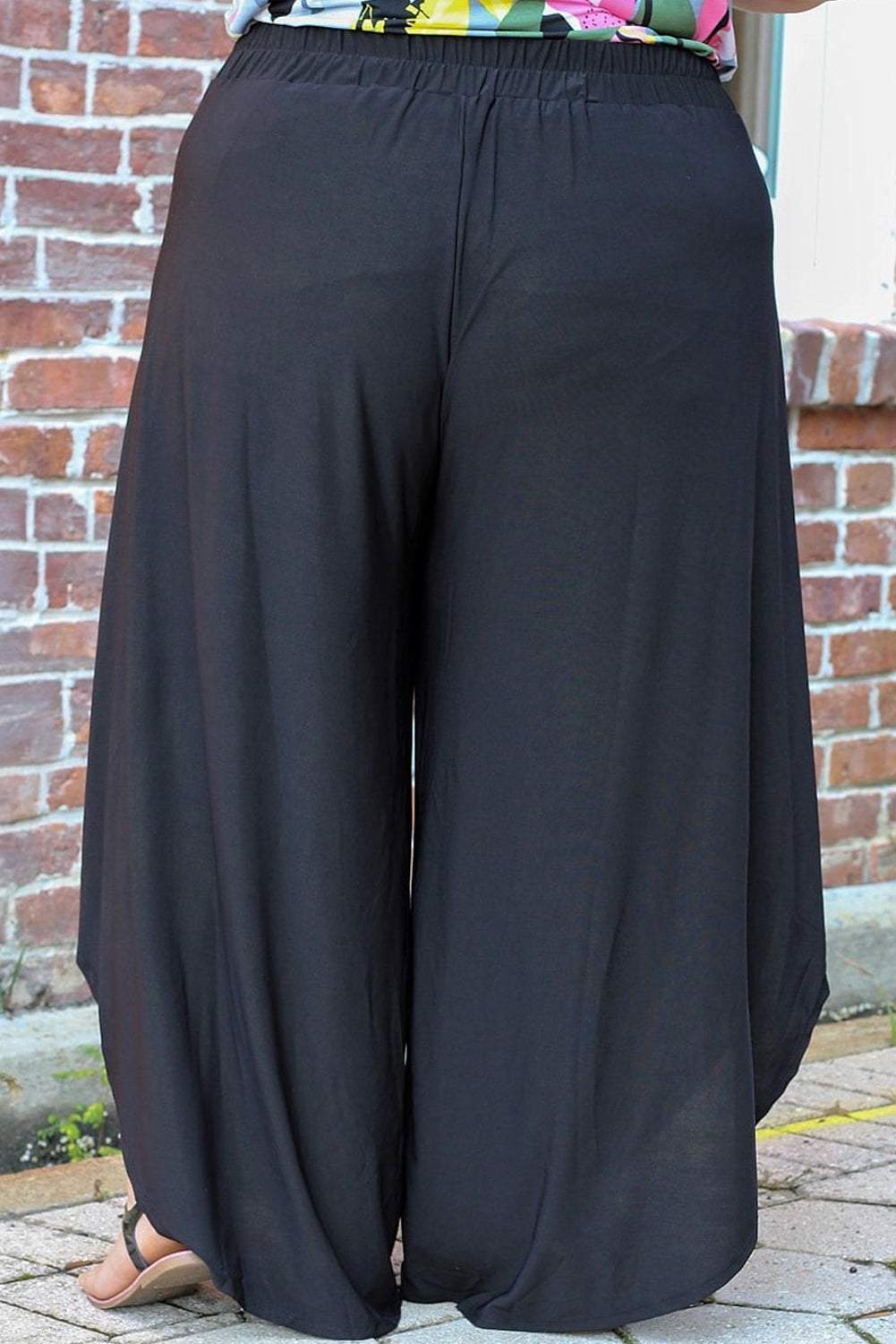 Plus Size Tie Front Wide Leg Pants