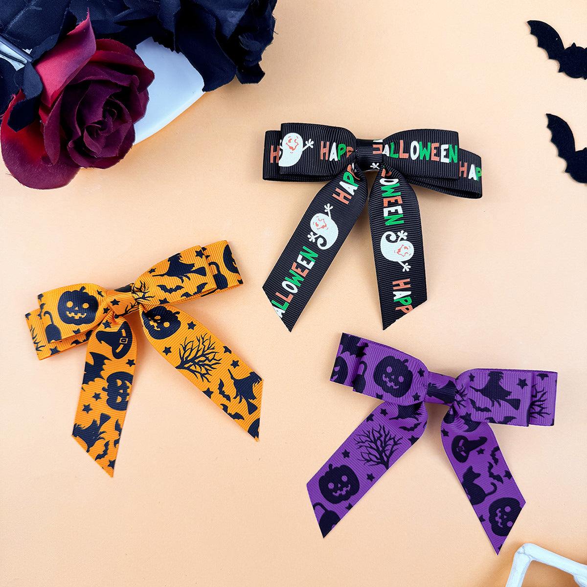 2-Piece Polyester Bow Hair Clip in Halloween designs.