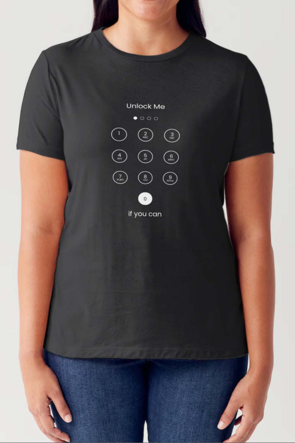 Simply Love Full Size Phone Unlock Page Graphic Short Sleeve Tubular T-Shirt Black