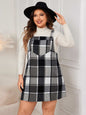 Honey Plus Size Plaid Wide Strap Overall Dress Black