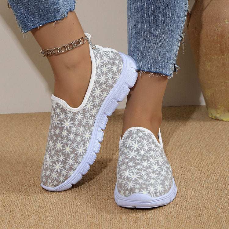 Printed Round Toe Slip-Ons