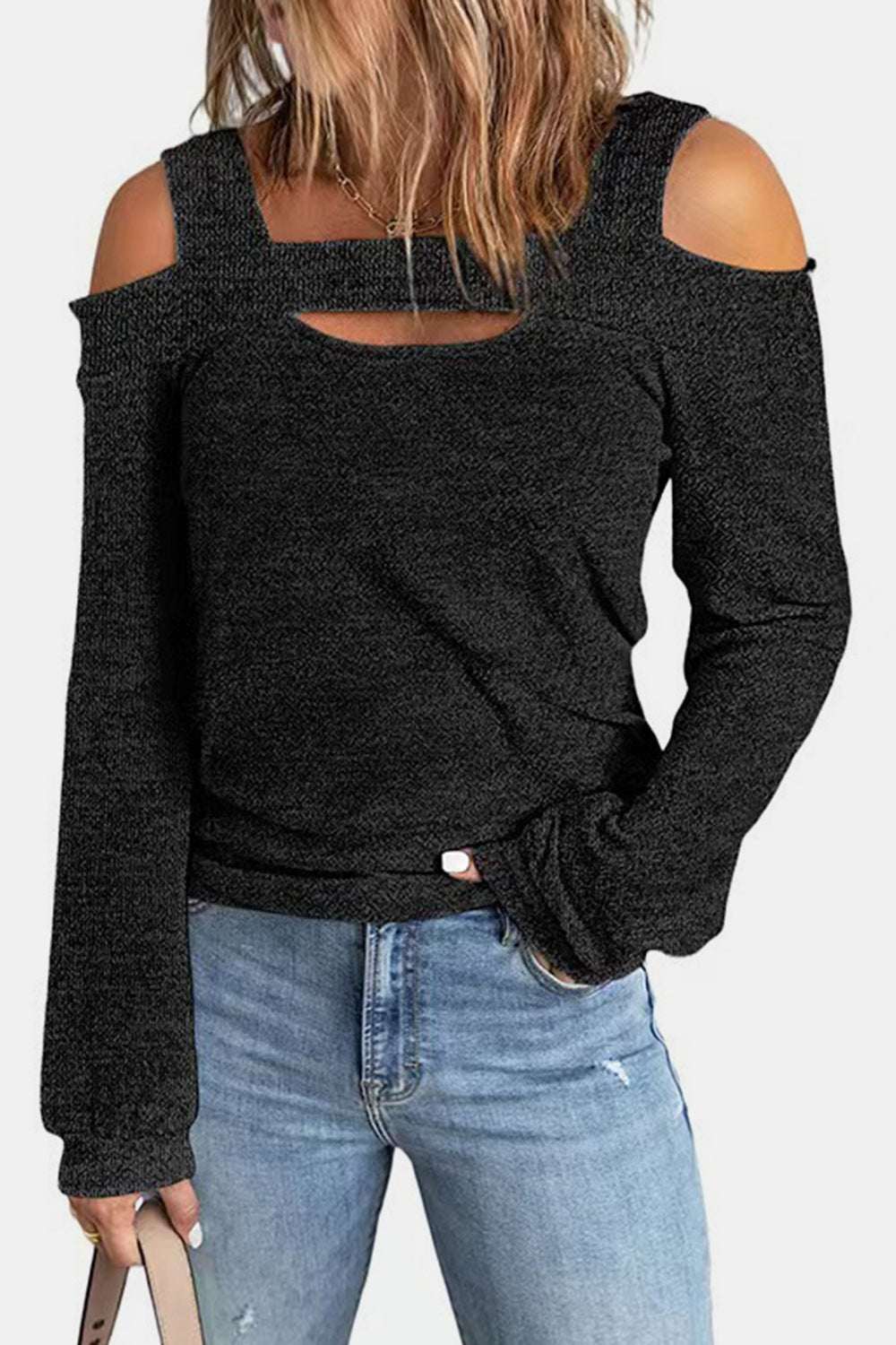 Full Size Cutout Cold Shoulder Blouse