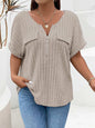 Plus Size Half Zip Short Sleeve T-Shirt