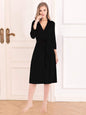 Elegant Plunge Tie Front Night Dress in black, featuring a tied front and slightly stretchy material.