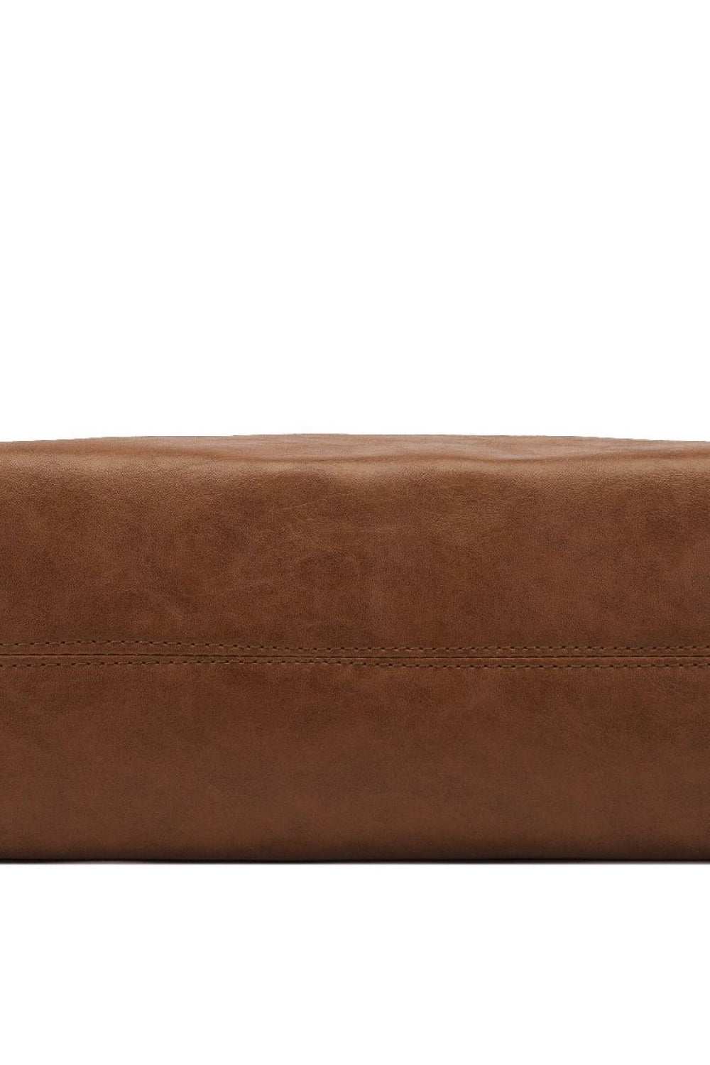 Large PU Leather Crossbody Bag, brown, bottom view, large size, durable material.