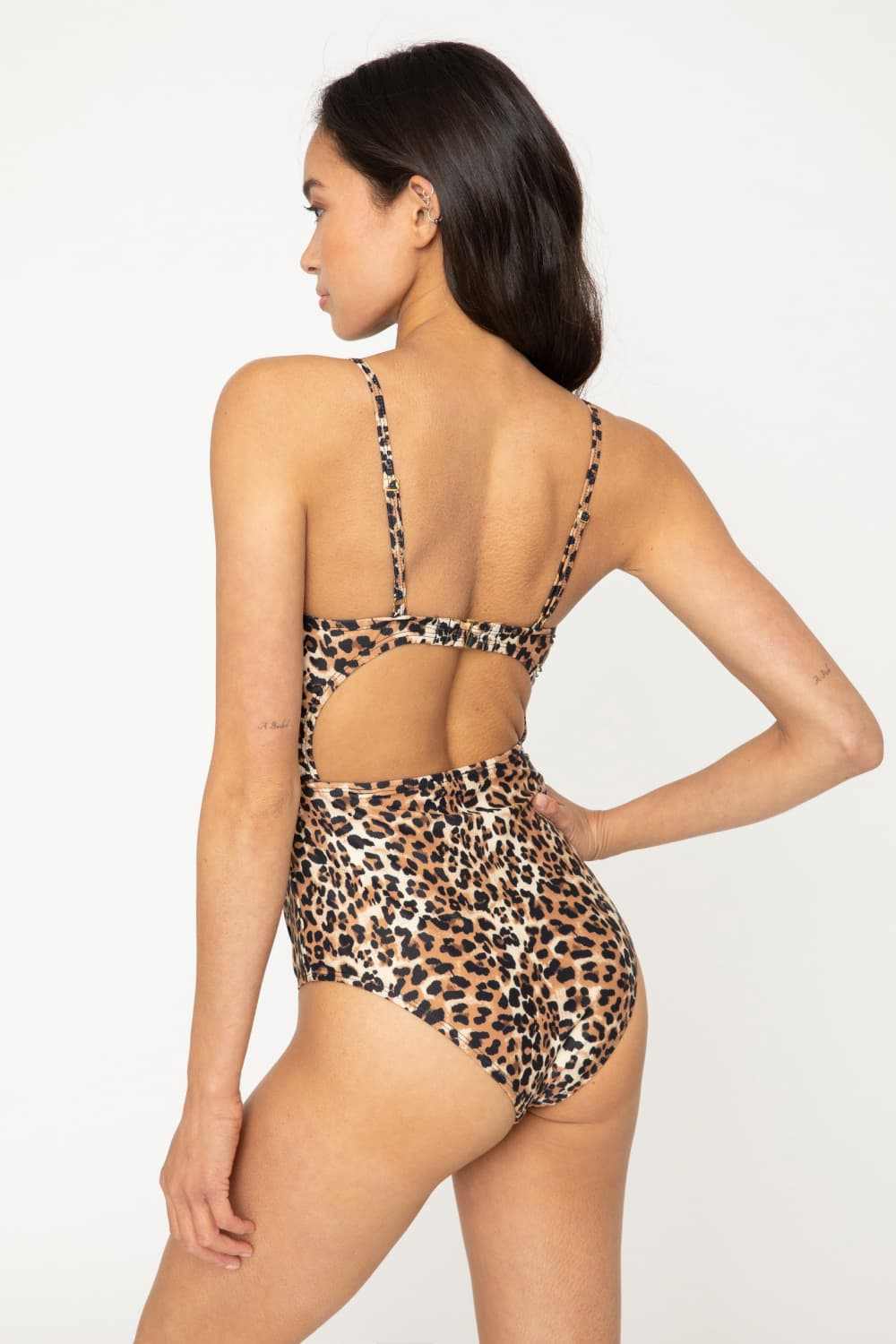 Leopard print cutout one-piece swimsuit by Marina West Swim.