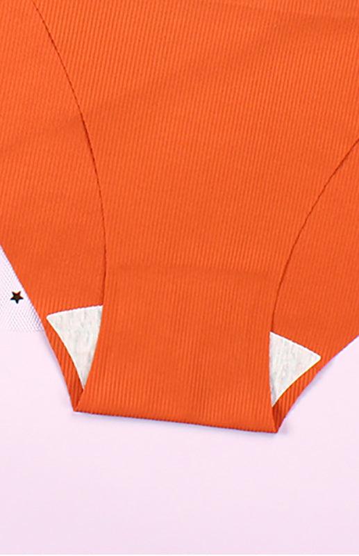 Women's seamless breathable panties in orange with stripe pattern and high elasticity.