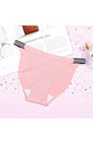 Seamless breathable panties in pink with striped waistband, low waist design.