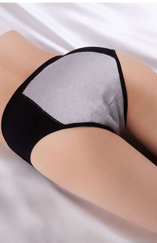 Women breathable striped cotton panties with mid waist and full coverage design.