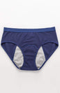 Women breathable striped cotton panties, mid waist, navy blue.