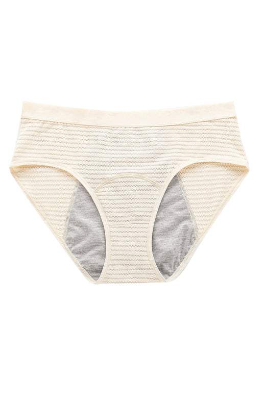 Women breathable striped cotton panties with mid waist design.