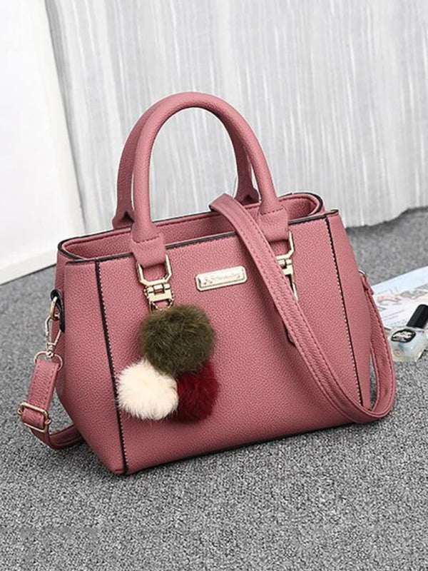 Women's all-match shoulder bag, pink PU leather, self-design, spring-summer style.