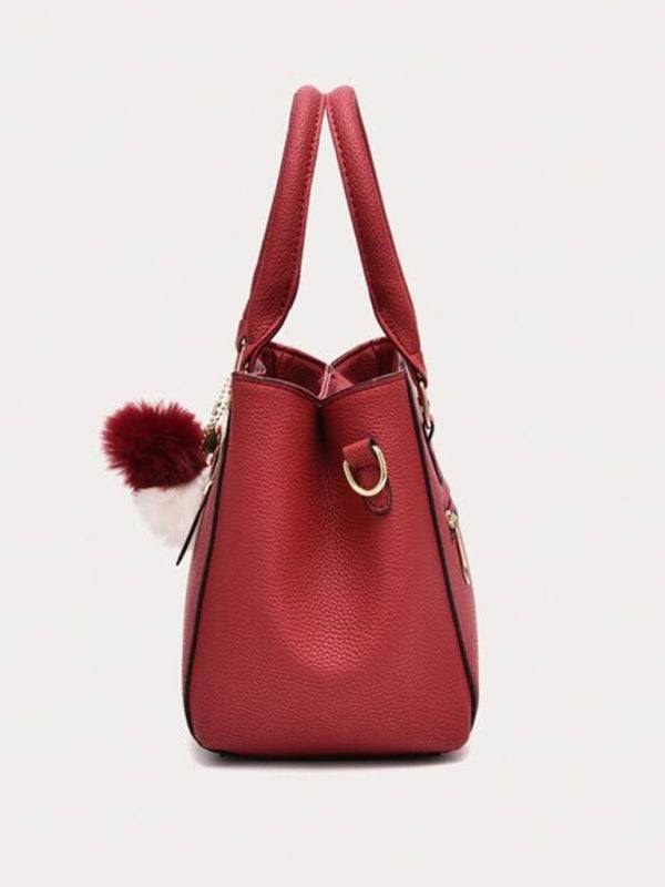 women's fashion all-match shoulder handbag, red, PU material, spring-summer style