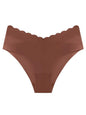 Spring-Summer women's knit self-design lace panties in brown, 100% polyester, sexy low waist style.